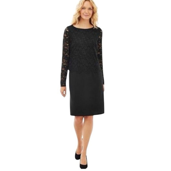 J.Jill Dress Wearever Collection Women Dress Lace Overlay Dress Black Size Small - Picture 1 of 9